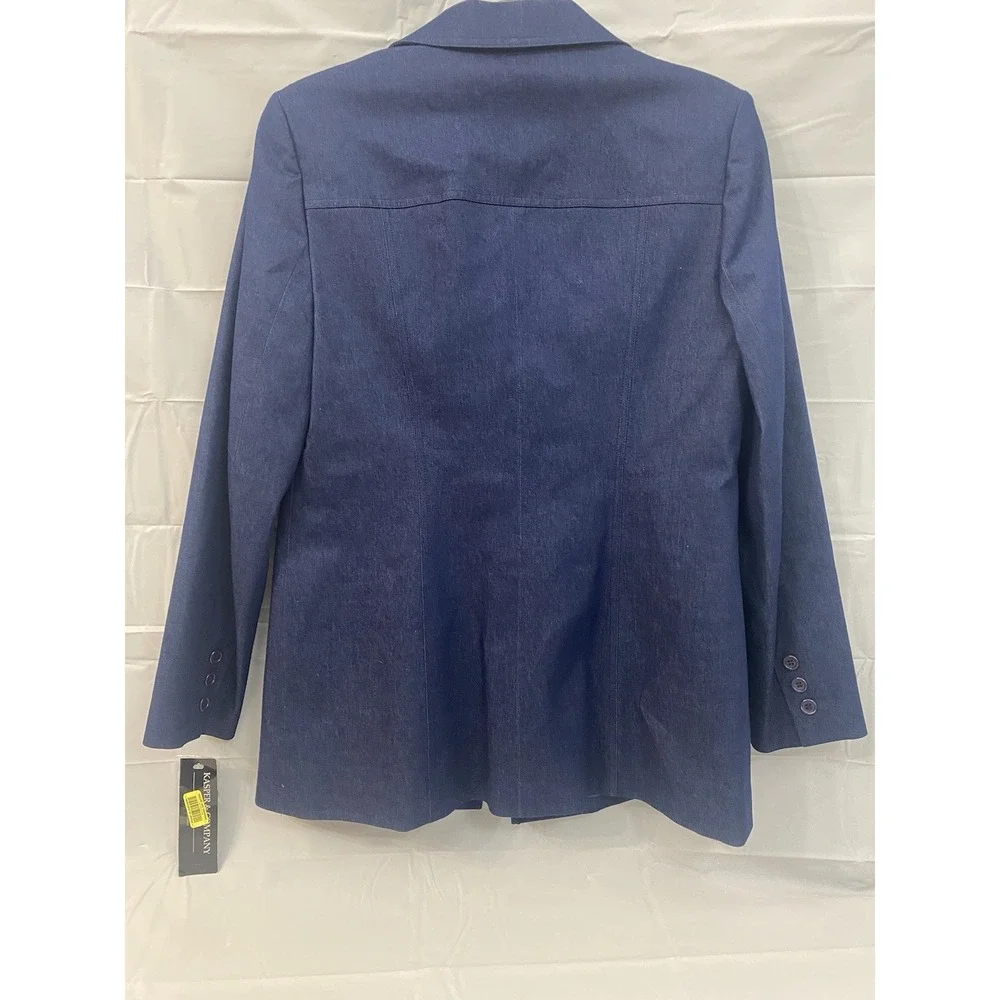 NWT Kasper & Co ASL Blue Blazer‎ Suit Jacket Size 8 One Button  Long Line